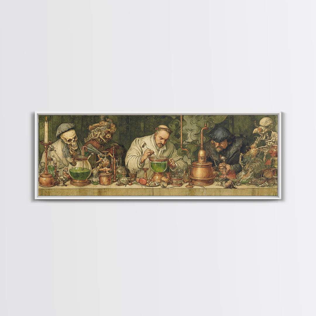 The Mad Alchemist, Danse Macabre Art, Extra Wide Wall Art, Gothic Horror Wall Art, Canvas Print, Halloween Wall Art