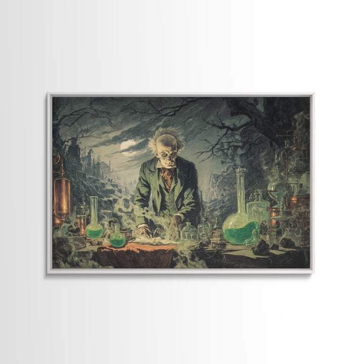 The Mad Alchemist, Romantic Gothic Landscape, Landscape Wall Art, Macabre Wall Art, Framed Canvas Print, Halloween Wall Art