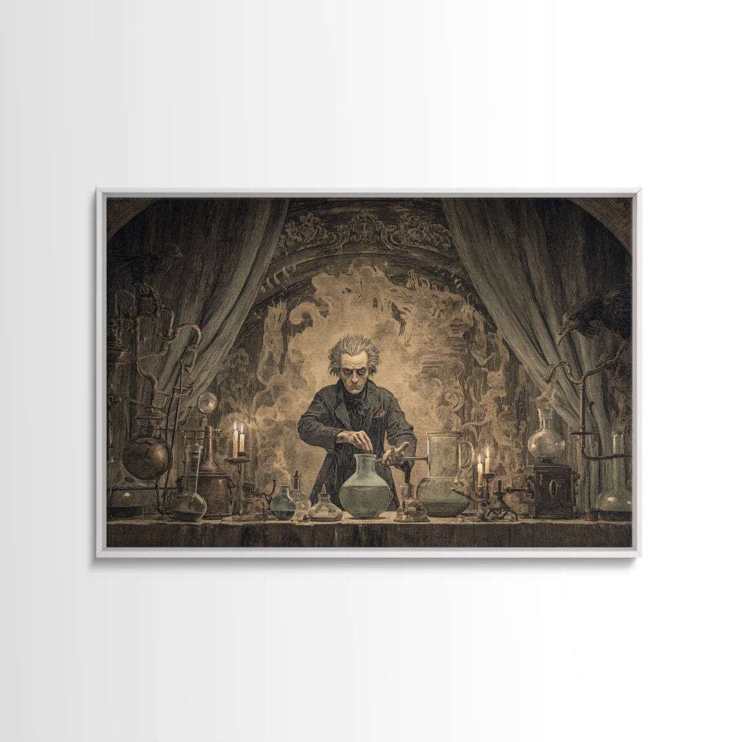 The Mad Alchemist, Expressionist Nightmare Art, Landscape Wall Art, Gothic Horror Wall Art, Canvas Print, Halloween Wall Art