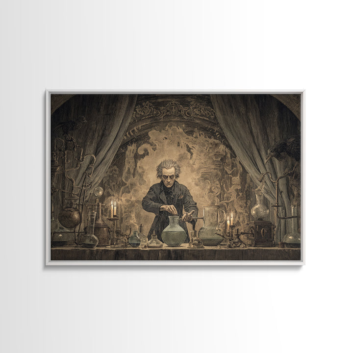 The Mad Alchemist, Expressionist Nightmare Art, Landscape Wall Art, Gothic Horror Wall Art, Canvas Print, Halloween Wall Art