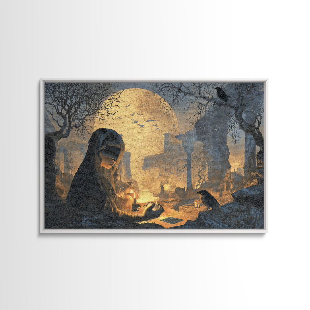 The Midnight Fortune Teller, Romantic Gothic Landscape, Landscape Wall Art, Dark Fantasy Wall Art, Canvas Print