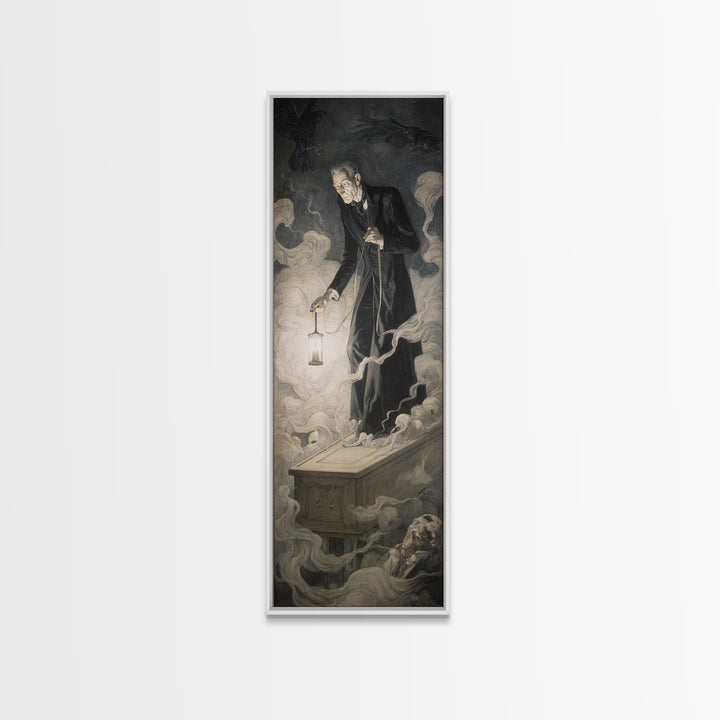 The Sinister Undertaker, Gothic Nightmare Art, Tall Narrow Wall Art, Gothic Horror Wall Art, Canvas Print, Halloween Wall Art