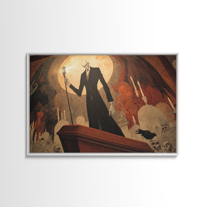 The Sinister Undertaker, Visionary Gothic Art, Landscape Wall Art, Macabre Wall Art, Canvas Print, Halloween Wall Art