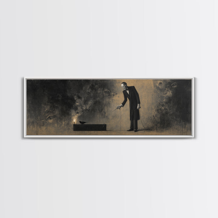 The Sinister Undertaker, Symbolist Dream Art, Extra Wide Wall Art, Macabre Wall Art, Canvas Print, Halloween Wall Art