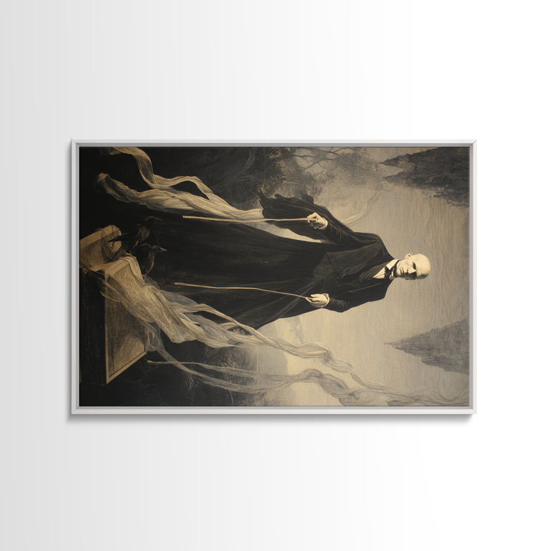 The Sinister Undertaker, Symbolist Gothic Landscape, Landscape Wall Art, Macabre Wall Art, Canvas Print, Halloween Wall Art