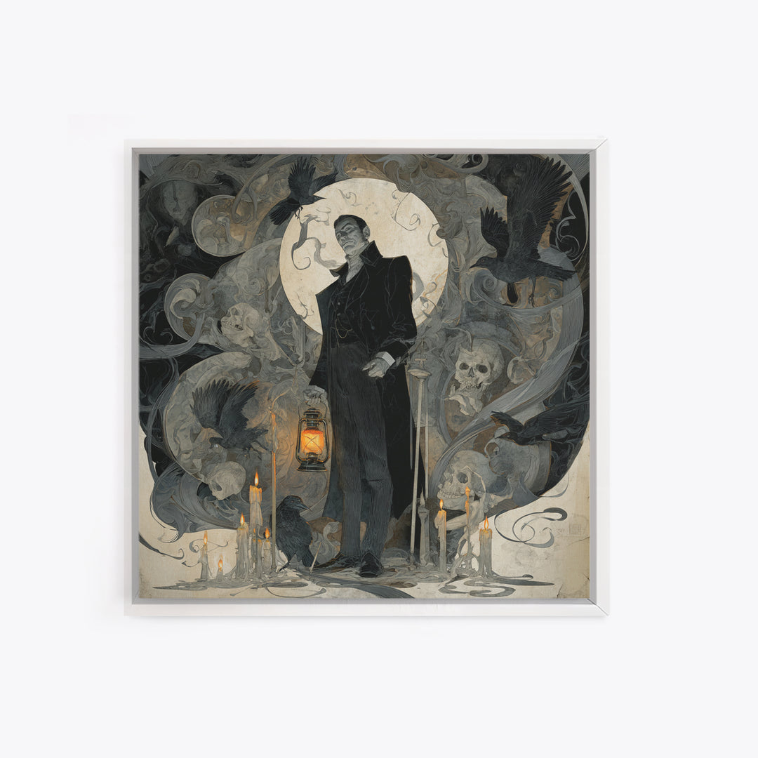 The Sinister Undertaker, Decadent Gothic Art, Square Wall Art, Dark Fantasy Wall Art, Canvas Print, Halloween Wall Art