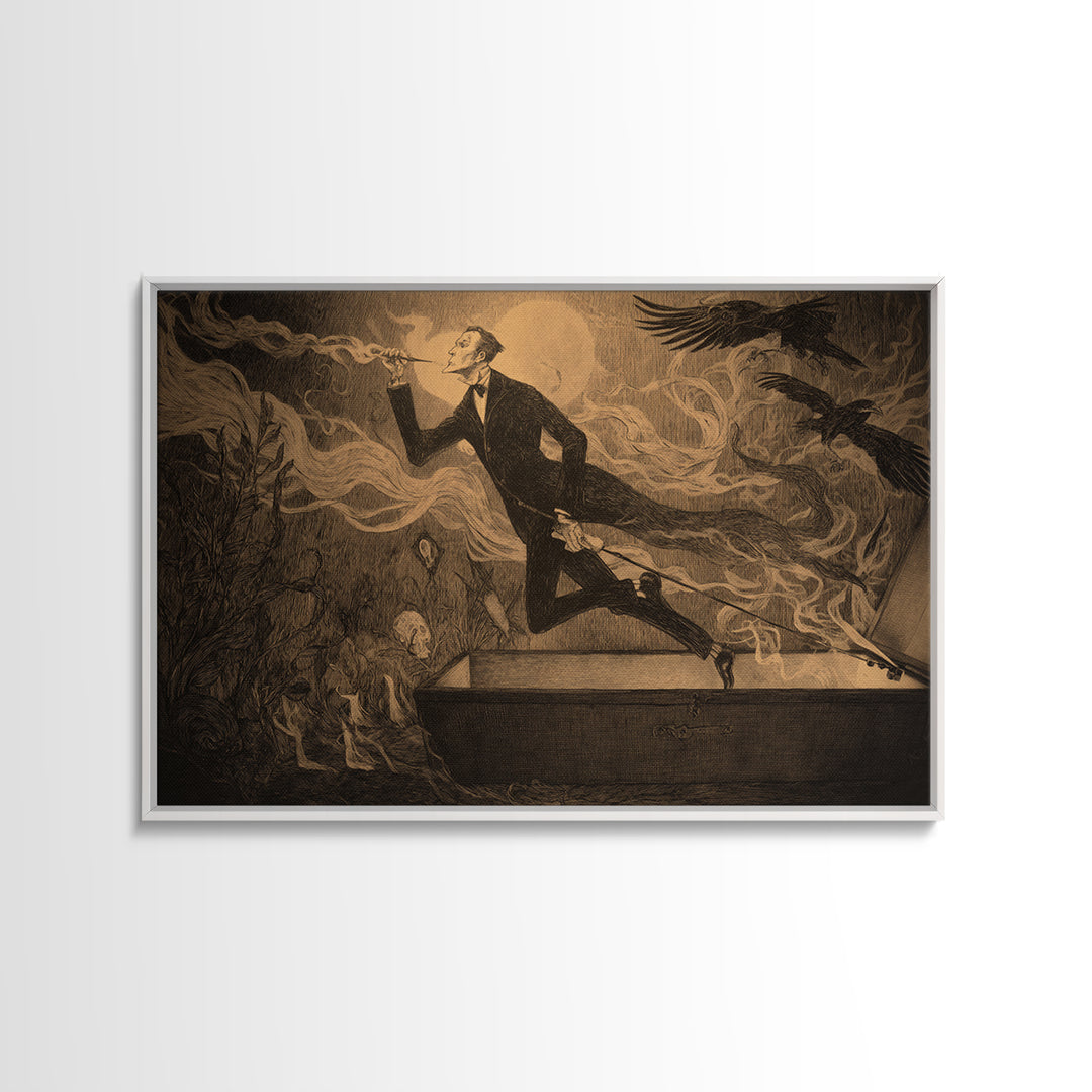 The Sinister Undertaker, Expressionist Nightmare Art, Landscape Wall Art, Macabre Wall Art, Canvas Print, Halloween Wall Art