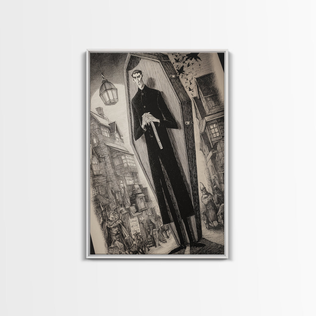 The Sinister Undertaker, Victorian Macabre Art, Vertical Wall Art, Macabre Wall Art, Canvas Print, Halloween Wall Art, Gothic Home Decor