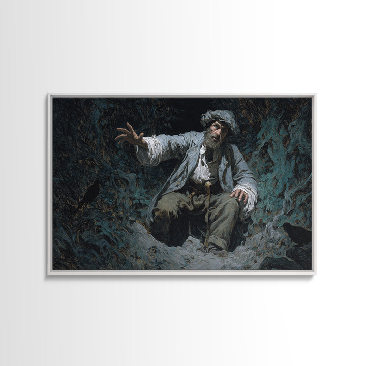 The Lantern Gravedigger, Baroque Witchcraft Art, Landscape Wall Art, Dark Halloween Decor, Canvas Print, Halloween Wall Art