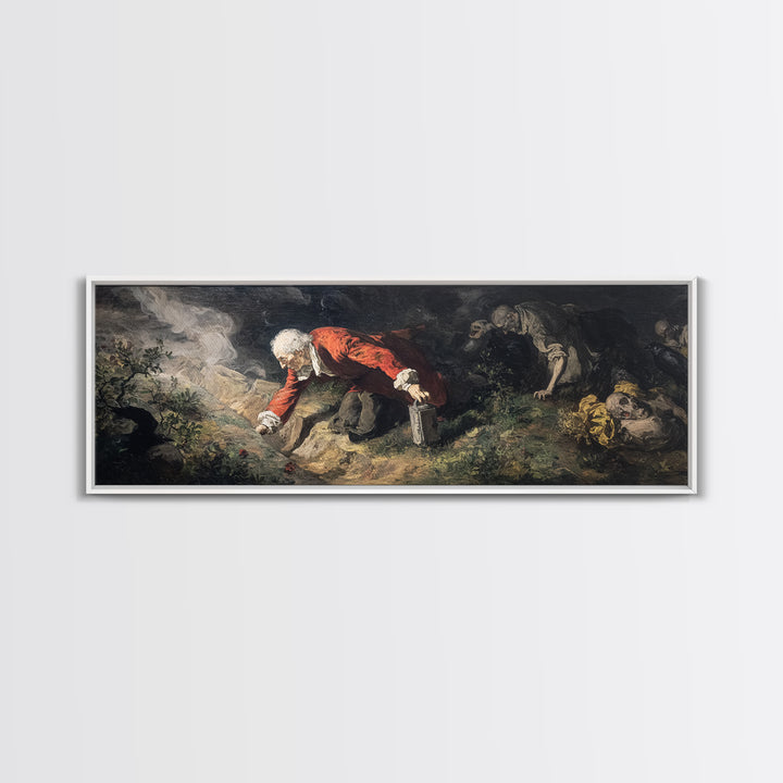 The Lantern Gravedigger, Gothic Nightmare Art, Extra Wide Wall Art, Dark Fantasy Wall Art, Canvas Print, Halloween Wall Art