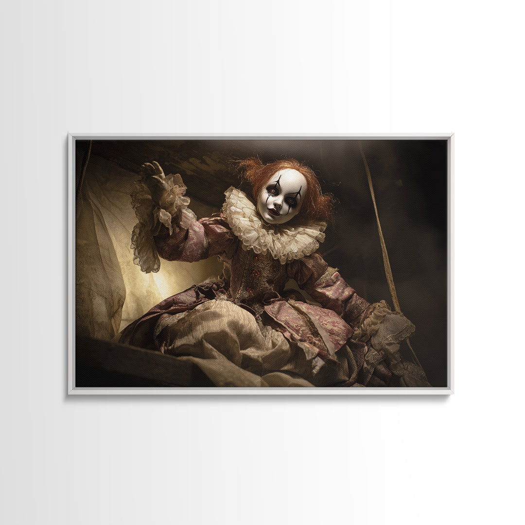 The Haunted Porcelain Doll, Danse Macabre Art, Landscape Wall Art, Macabre Wall Art, Framed Canvas Print