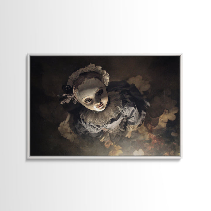 The Haunted Porcelain Doll, Symbolist Dream Art, Landscape Wall Art, Macabre Wall Art, Framed Canvas Print, Halloween Wall Art