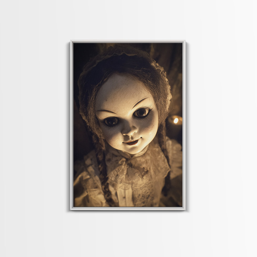 The Haunted Porcelain Doll, Victorian Macabre Art, Vertical Wall Art, Dark Halloween Decor, Canvas Print, Halloween Wall Art