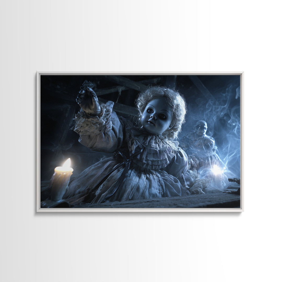 The Haunted Porcelain Doll, Biomechanical Horror Art, Landscape Wall Art, Macabre Wall Art, Canvas Print, Halloween Wall Art