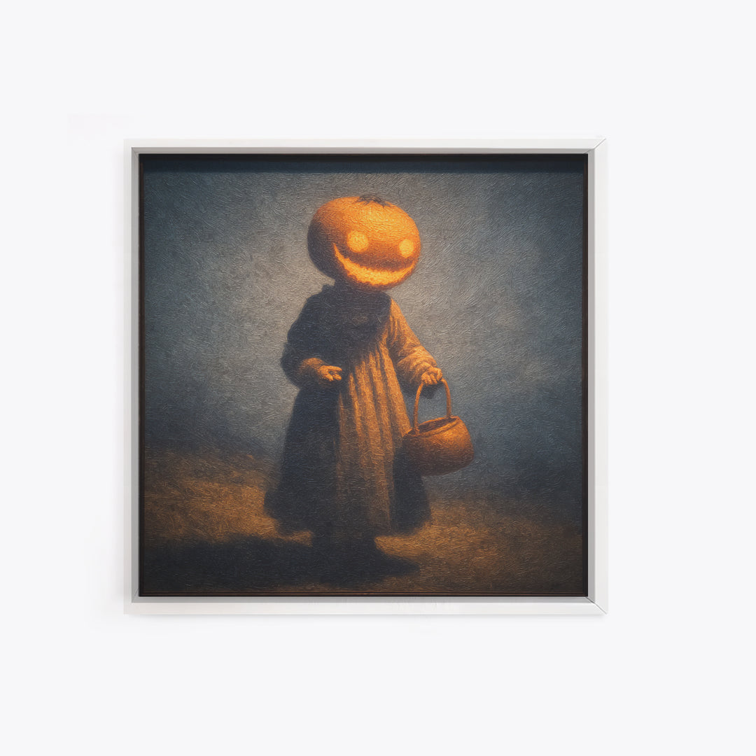 The Pumpkin-Headed Child, Dark Symbolist Art, Square Wall Art, Gothic Horror Wall Art, Canvas Print, Halloween Wall Art