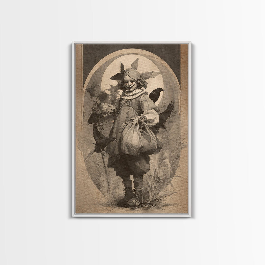 The Masked Candy Collector, Decadent Gothic Art, Vertical Wall Art, Dark Fantasy Wall Art, Framed Canvas Print, Halloween Wall Art