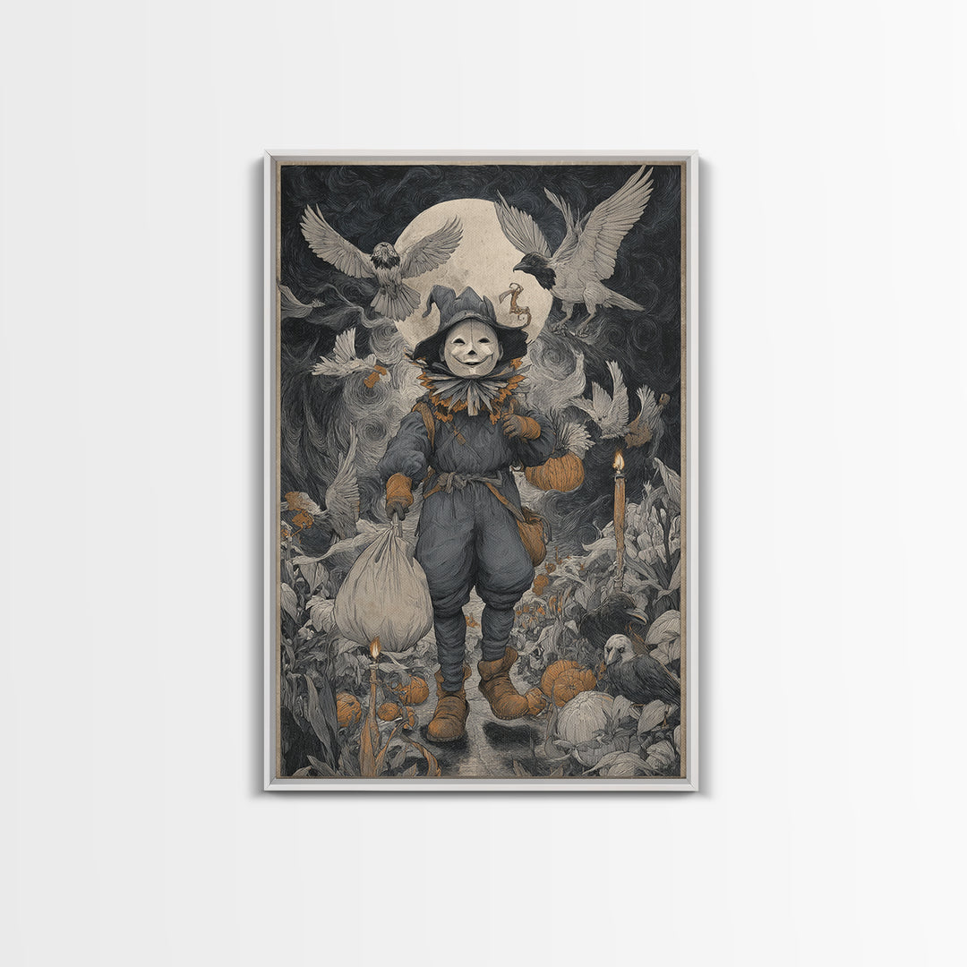 The Masked Candy Collector, Expressionist Gothic Art, Vertical Wall Art, Dark Fantasy Wall Art, Canvas Print, Halloween Wall Art