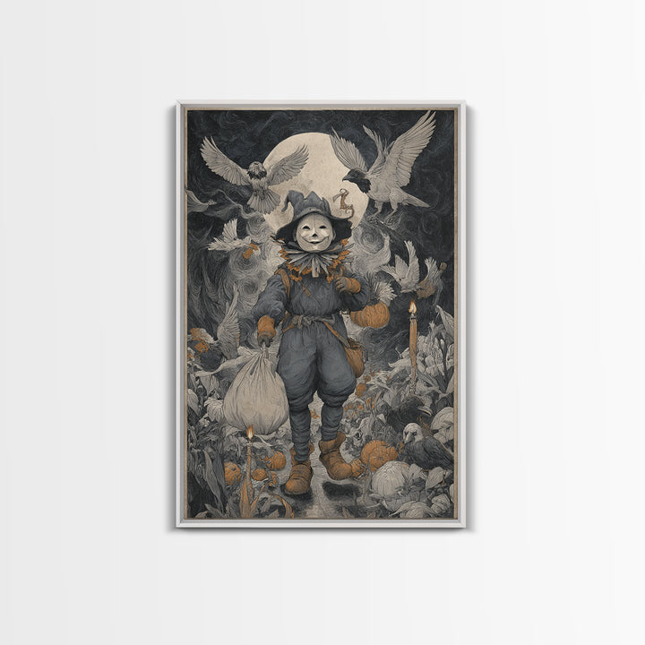 The Masked Candy Collector, Expressionist Gothic Art, Vertical Wall Art, Dark Fantasy Wall Art, Canvas Print, Halloween Wall Art