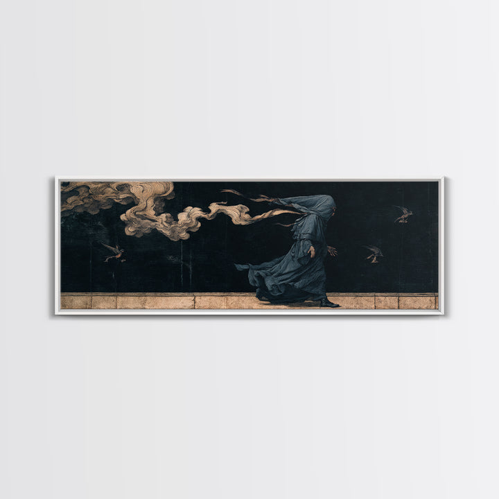 The Shadow Person, Medieval Grotesque Art, Extra Wide Wall Art, Macabre Wall Art, Canvas Print, Halloween Wall Art, Halloween Decor
