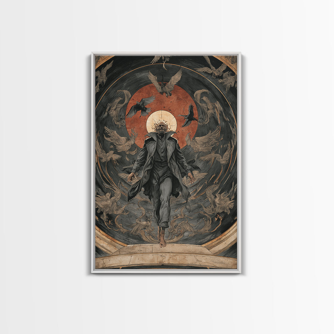 The Shadow Person, Dark Renaissance Art, Vertical Wall Art, Dark Fantasy Wall Art, Framed Canvas Print, Halloween Wall Art