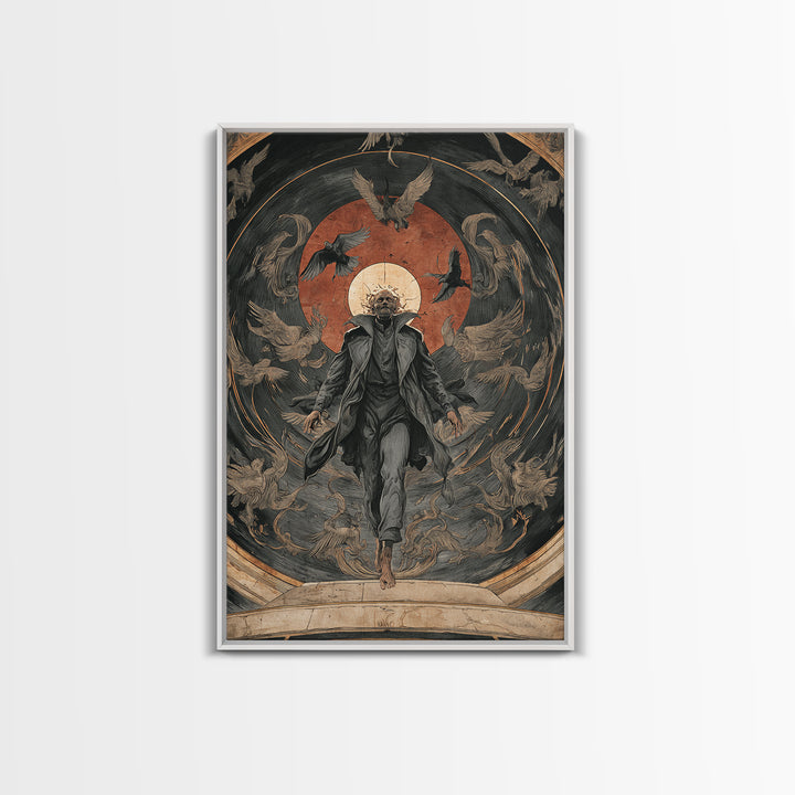 The Shadow Person, Dark Renaissance Art, Vertical Wall Art, Dark Fantasy Wall Art, Framed Canvas Print, Halloween Wall Art