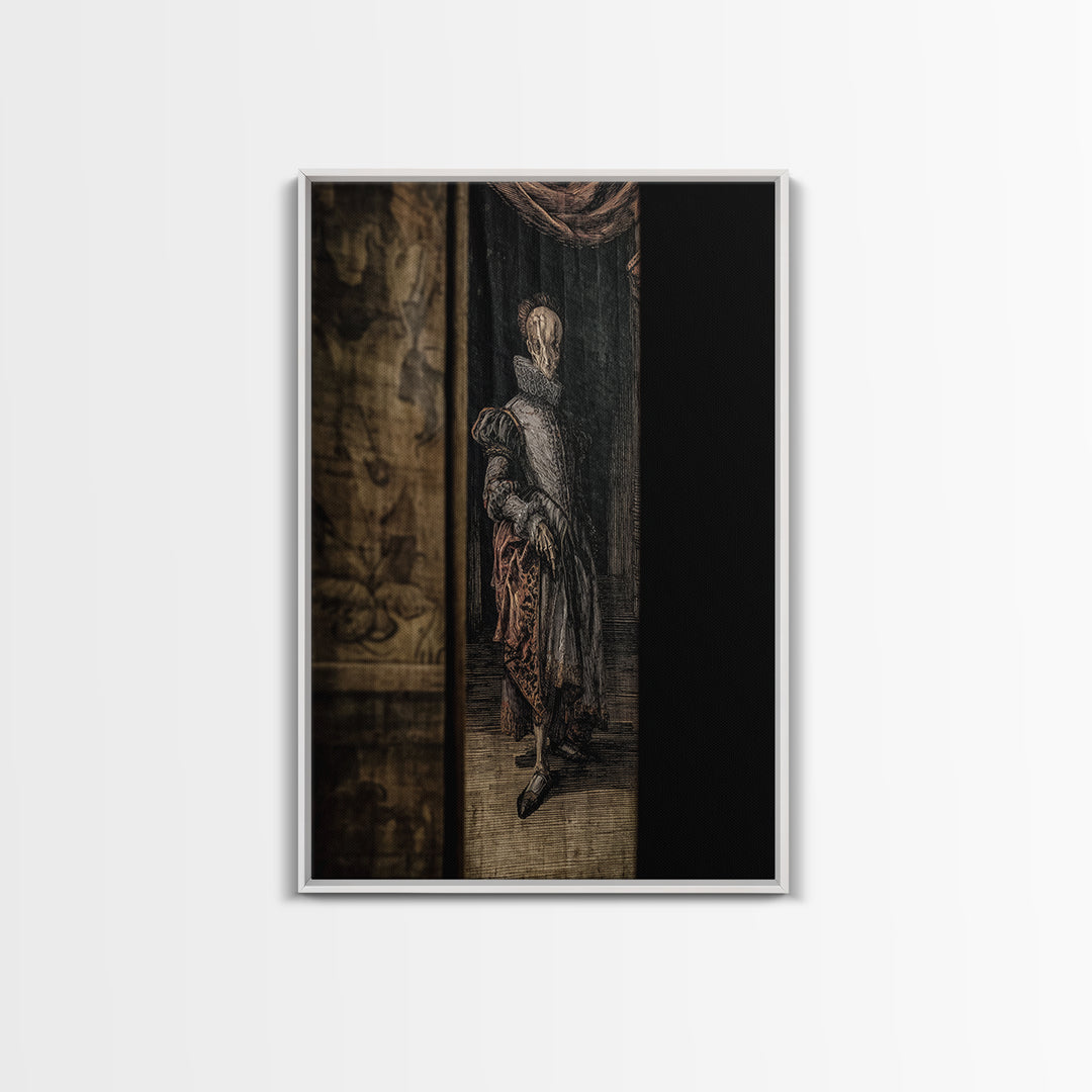 The Shadow Person, Danse Macabre Art, Vertical Wall Art, Gothic Horror Wall Art, Framed Canvas Print, Halloween Wall Art