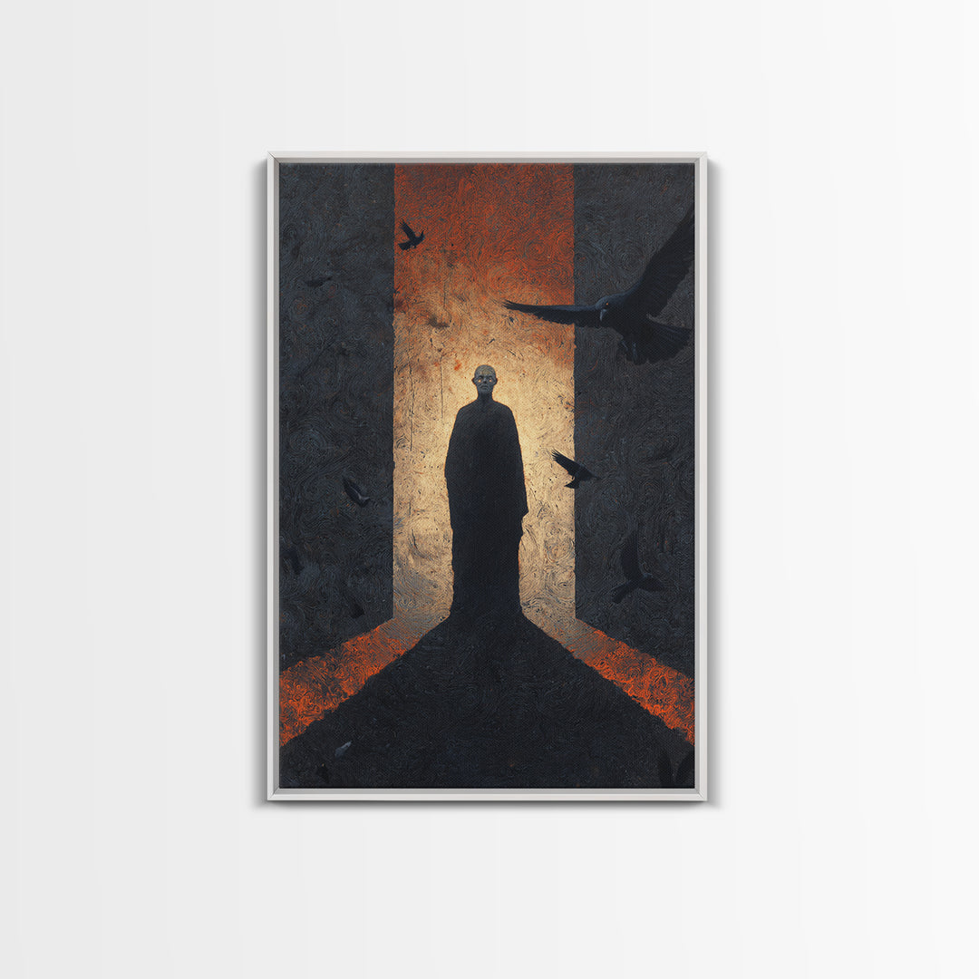 The Shadow Person, Visionary Gothic Art, Vertical Wall Art, Dark Fantasy Wall Art, Canvas Print, Halloween Wall Art, Spooky Wall Decor
