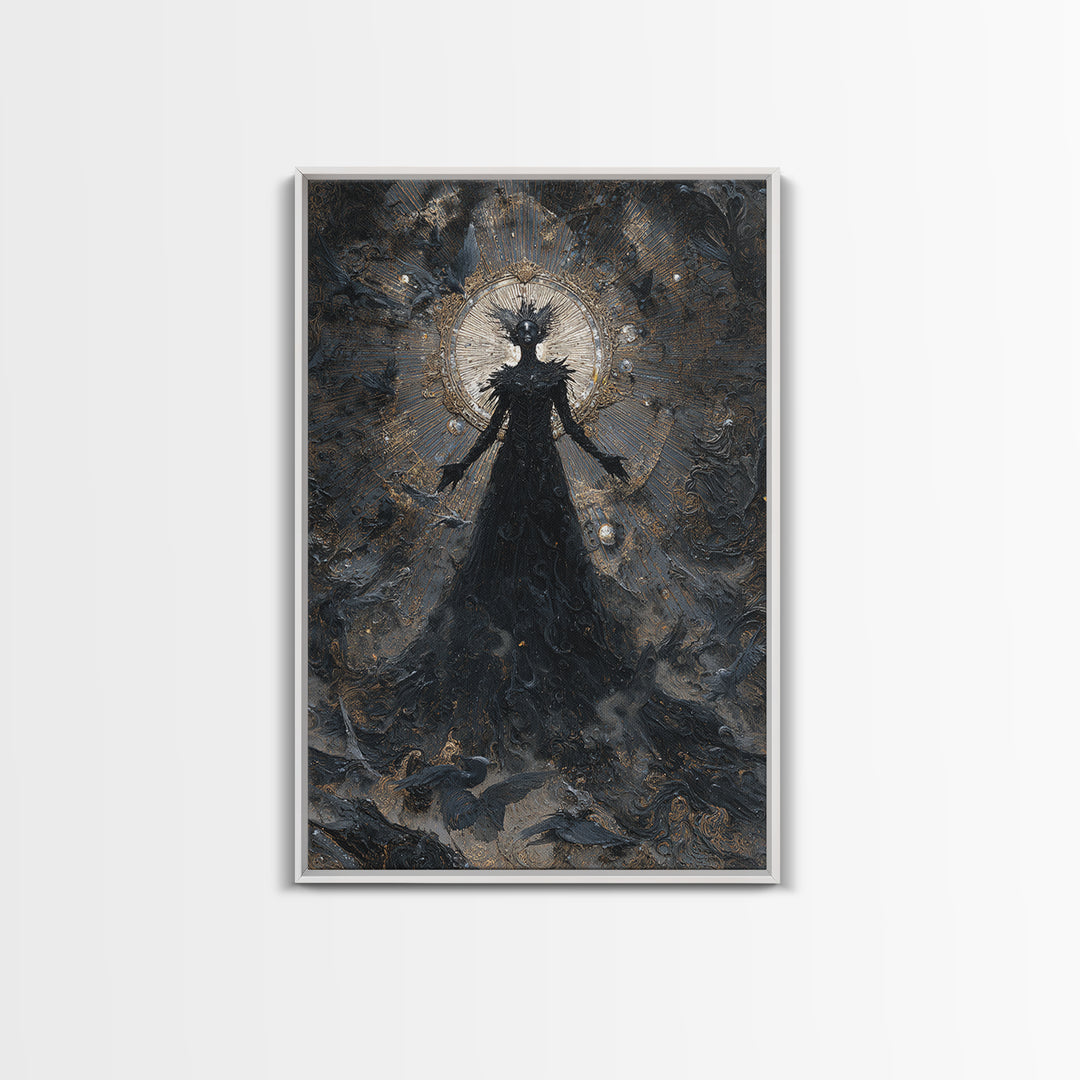 The Shadow Person, Ornate Symbolist Art, Vertical Wall Art, Gothic Horror Wall Art, Framed Canvas Print, Halloween Wall Art