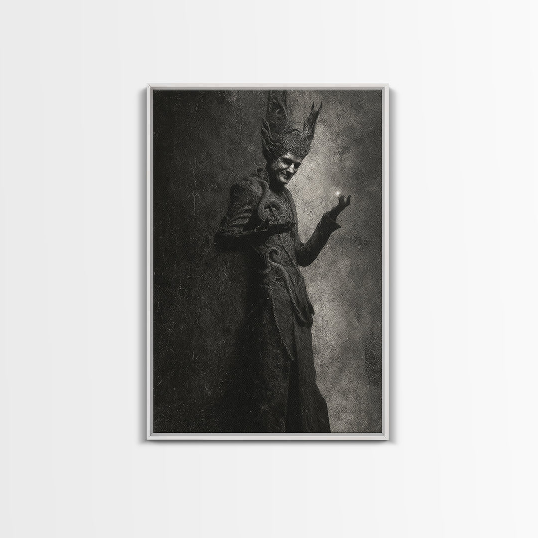 The Shadow Person, Dark Symbolist Art, Vertical Wall Art, Dark Halloween Decor, Canvas Print, Halloween Wall Art