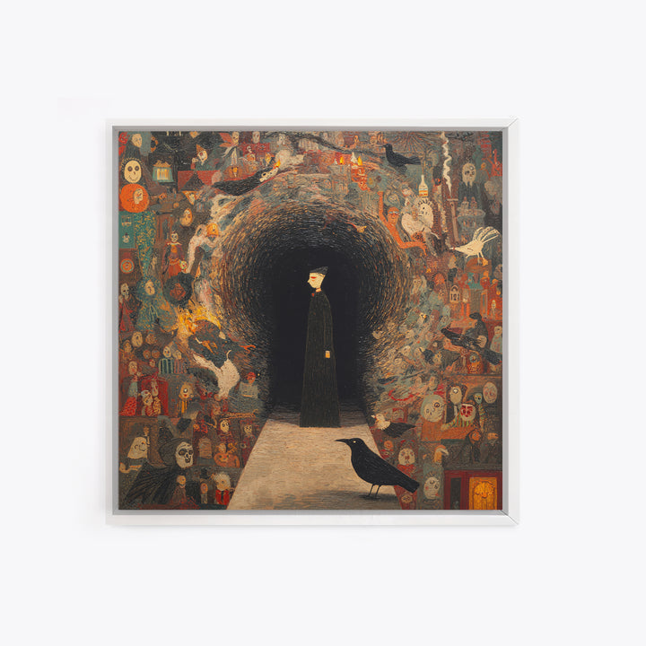 The Shadow Person, Grotesque Carnival Art, Square Wall Art, Dark Halloween Decor, Canvas Print, Halloween Wall Art, Collectible Wall Decor