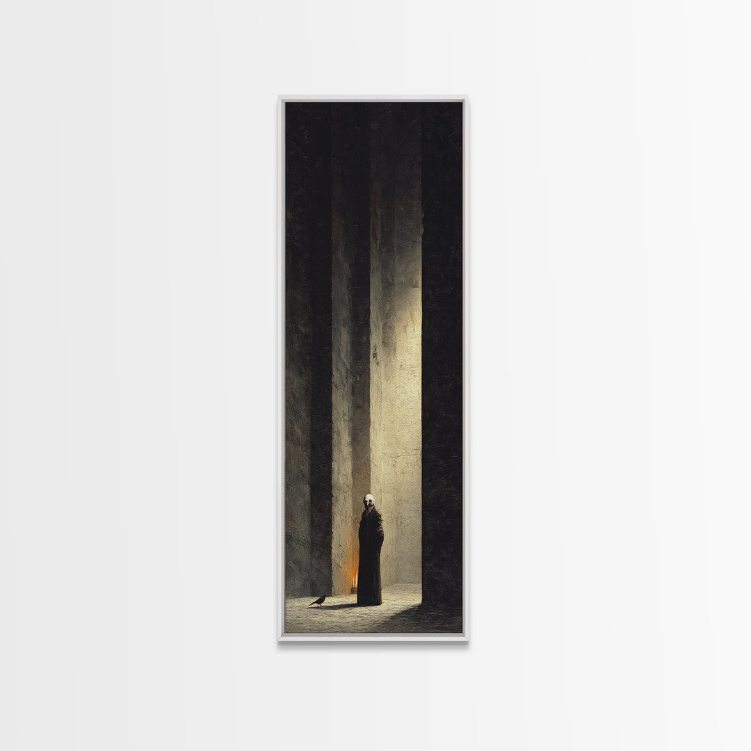 The Shadow Person, Surreal Apocalyptic Art, Tall Narrow Wall Art, Gothic Horror Wall Art, Framed Canvas Print, Halloween Wall Art