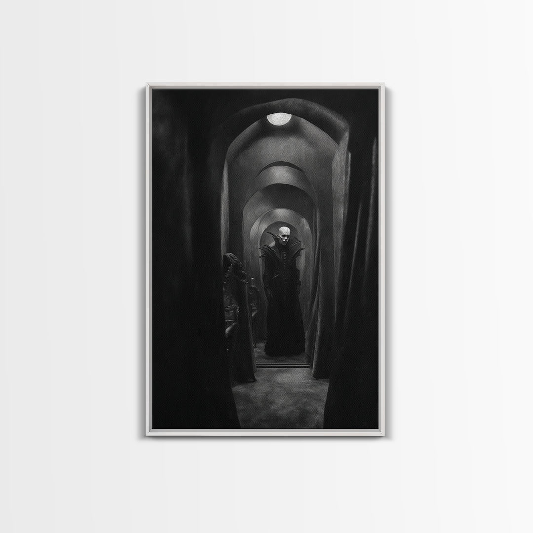 The Shadow Person, Biomechanical Horror Art, Vertical Wall Art, Dark Halloween Decor, Canvas Print, Halloween Wall Art, Seasonal Home Decor
