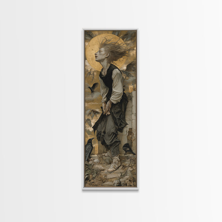 The Banshee Singer, Dark Renaissance Art, Tall Narrow Wall Art, Dark Fantasy Wall Art, Canvas Print, Halloween Wall Art