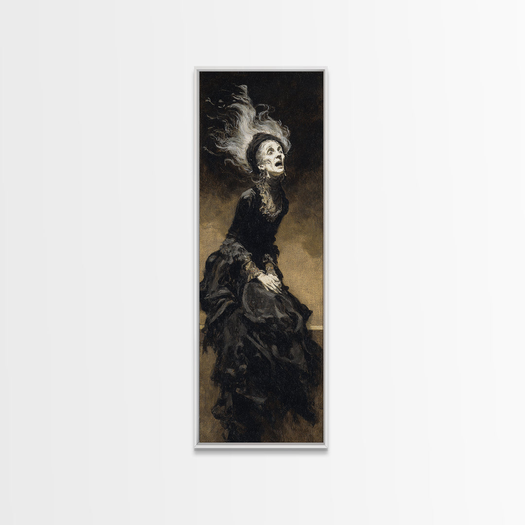 The Banshee Singer, Dark Romantic Horror Art, Tall Narrow Wall Art, Gothic Horror Wall Art, Framed Canvas Print, Halloween Wall Art