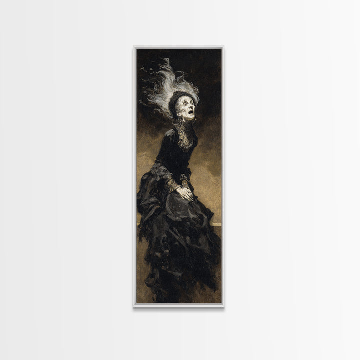 The Banshee Singer, Dark Romantic Horror Art, Tall Narrow Wall Art, Gothic Horror Wall Art, Framed Canvas Print, Halloween Wall Art