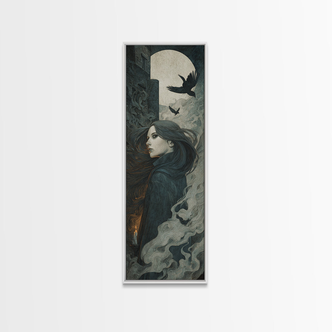 The Banshee Singer, Visionary Gothic Art, Tall Narrow Wall Art, Dark Fantasy Wall Art, Canvas Print, Halloween Wall Art