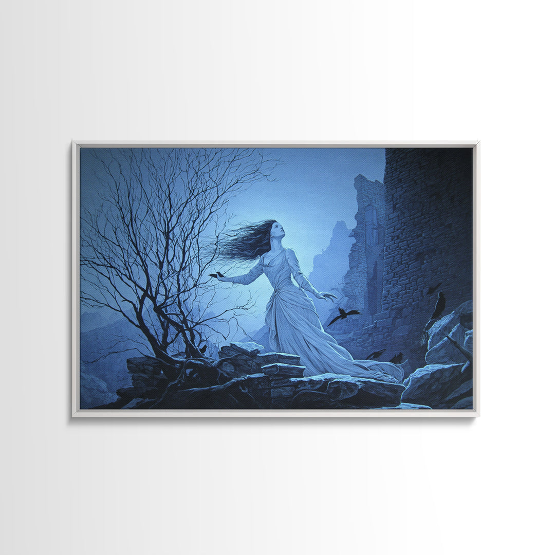 The Banshee Singer, Romantic Gothic Landscape, Landscape Wall Art, Dark Fantasy Wall Art, Canvas Print, Halloween Wall Art