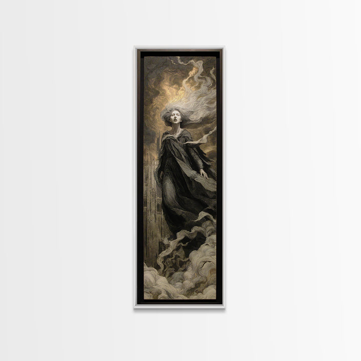 The Banshee Singer, Apocalyptic Romantic Art, Tall Narrow Wall Art, Dark Fantasy Wall Art, Canvas Print, Halloween Wall Art