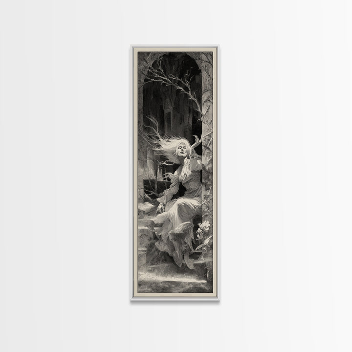 The Banshee Singer, Decadent Gothic Art, Tall Narrow Wall Art, Dark Fantasy Wall Art, Canvas Print, Halloween Wall Art