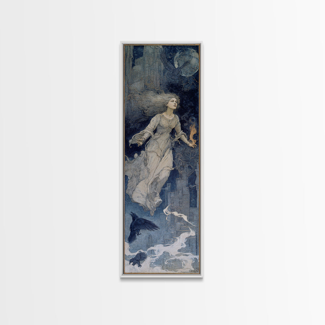 The Banshee Singer, Symbolist Death Art, Tall Narrow Wall Art, Gothic Horror Wall Art, Canvas Print, Halloween Wall Art