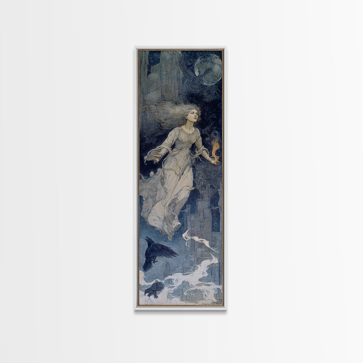 The Banshee Singer, Symbolist Death Art, Tall Narrow Wall Art, Gothic Horror Wall Art, Canvas Print, Halloween Wall Art