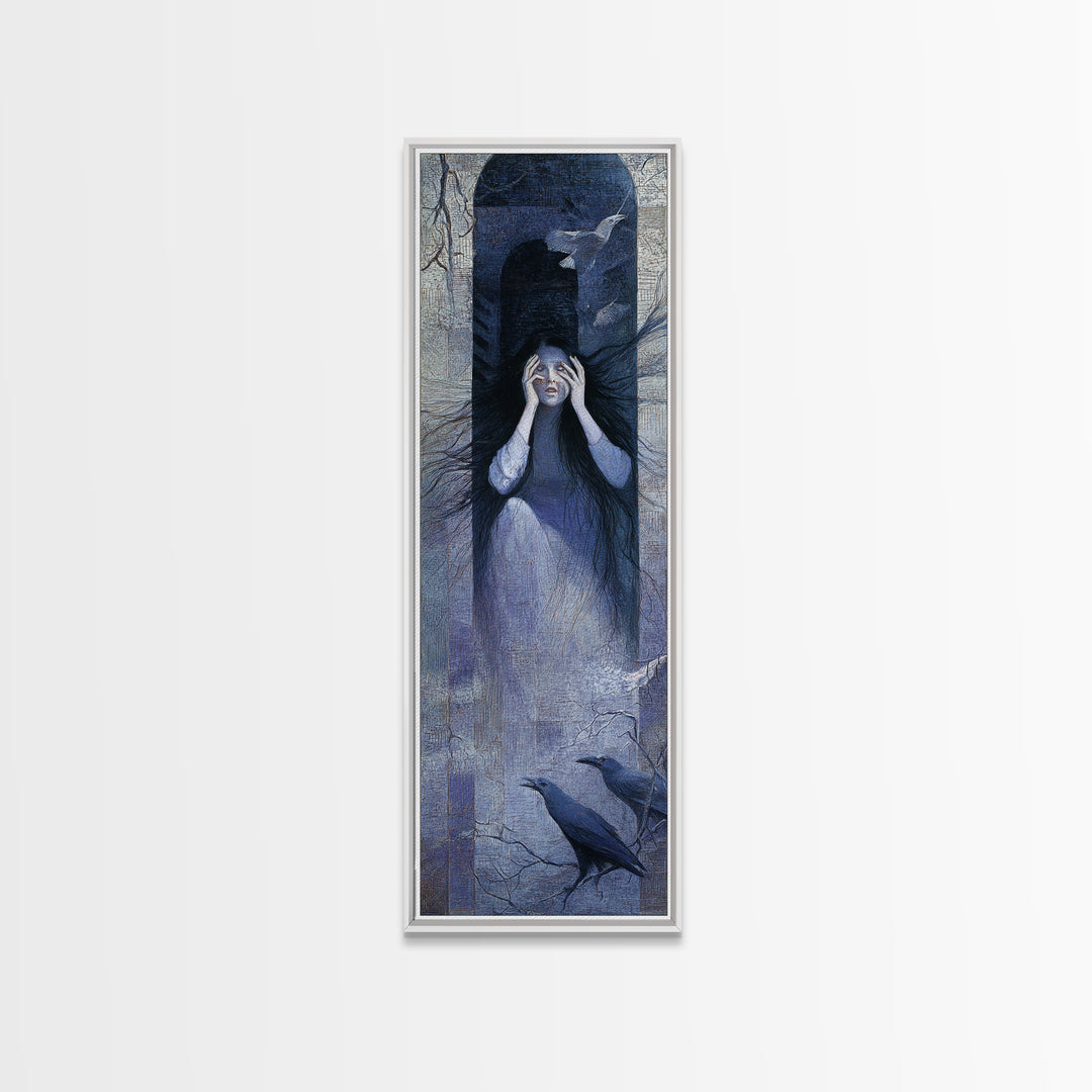 The Banshee Singer, Expressionist Gothic Art, Tall Narrow Wall Art, Gothic Horror Wall Art, Canvas Print, Halloween Wall Art