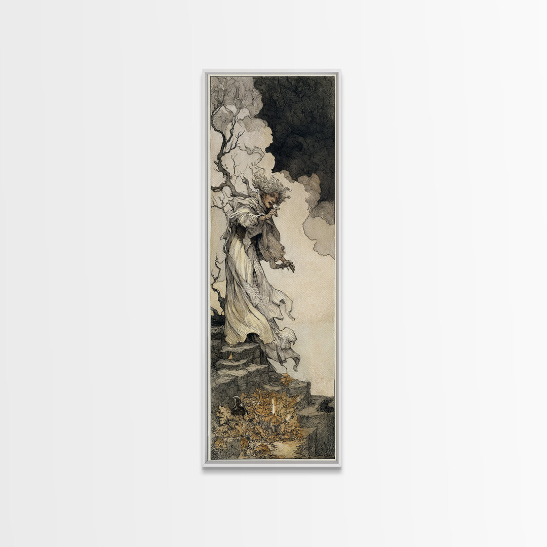 The Banshee Singer, Gothic Storybook Art, Tall Narrow Wall Art, Dark Fantasy Wall Art, Canvas Print, Halloween Wall Art