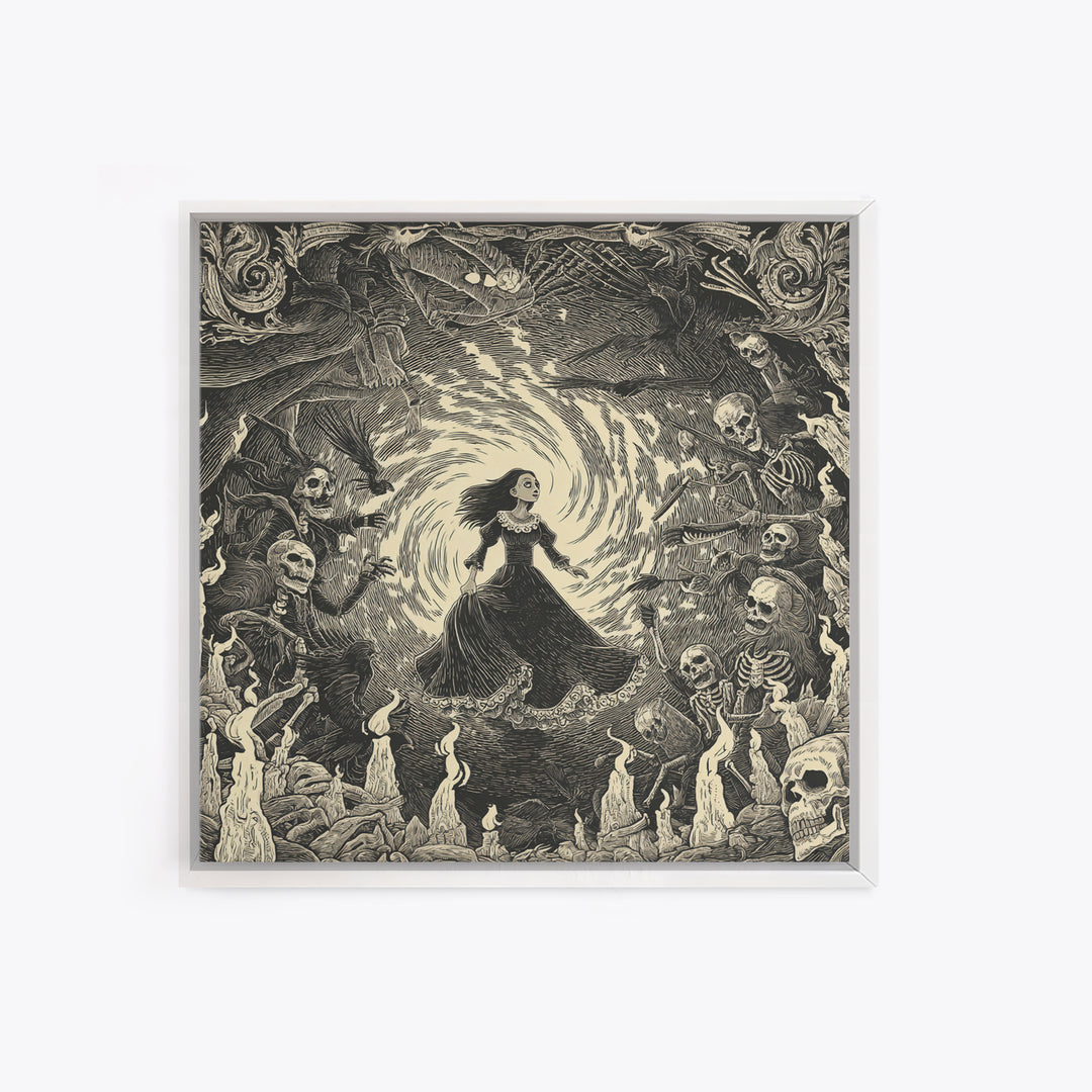 The Banshee Singer, Macabre Folk Print Art, Square Wall Art, Macabre Wall Art, Framed Canvas Print, Halloween Wall Art