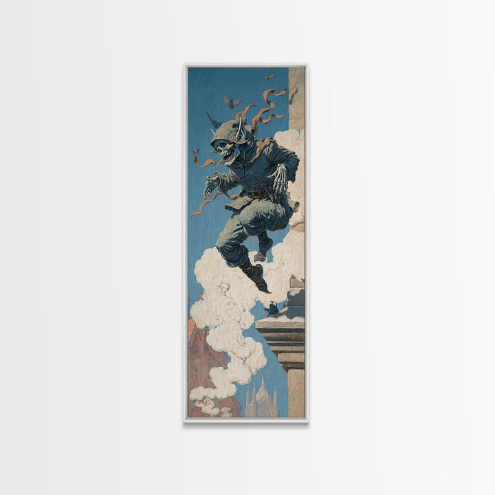 The Gargoyle Sentinel, Danse Macabre Art, Tall Narrow Wall Art, Dark Fantasy Wall Art, Canvas Print, Halloween Wall Art