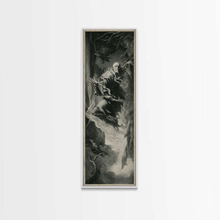 The Tattered Wraith, Gothic Nightmare Art, Tall Narrow Wall Art, Dark Halloween Decor, Framed Canvas Print, Halloween Wall Art