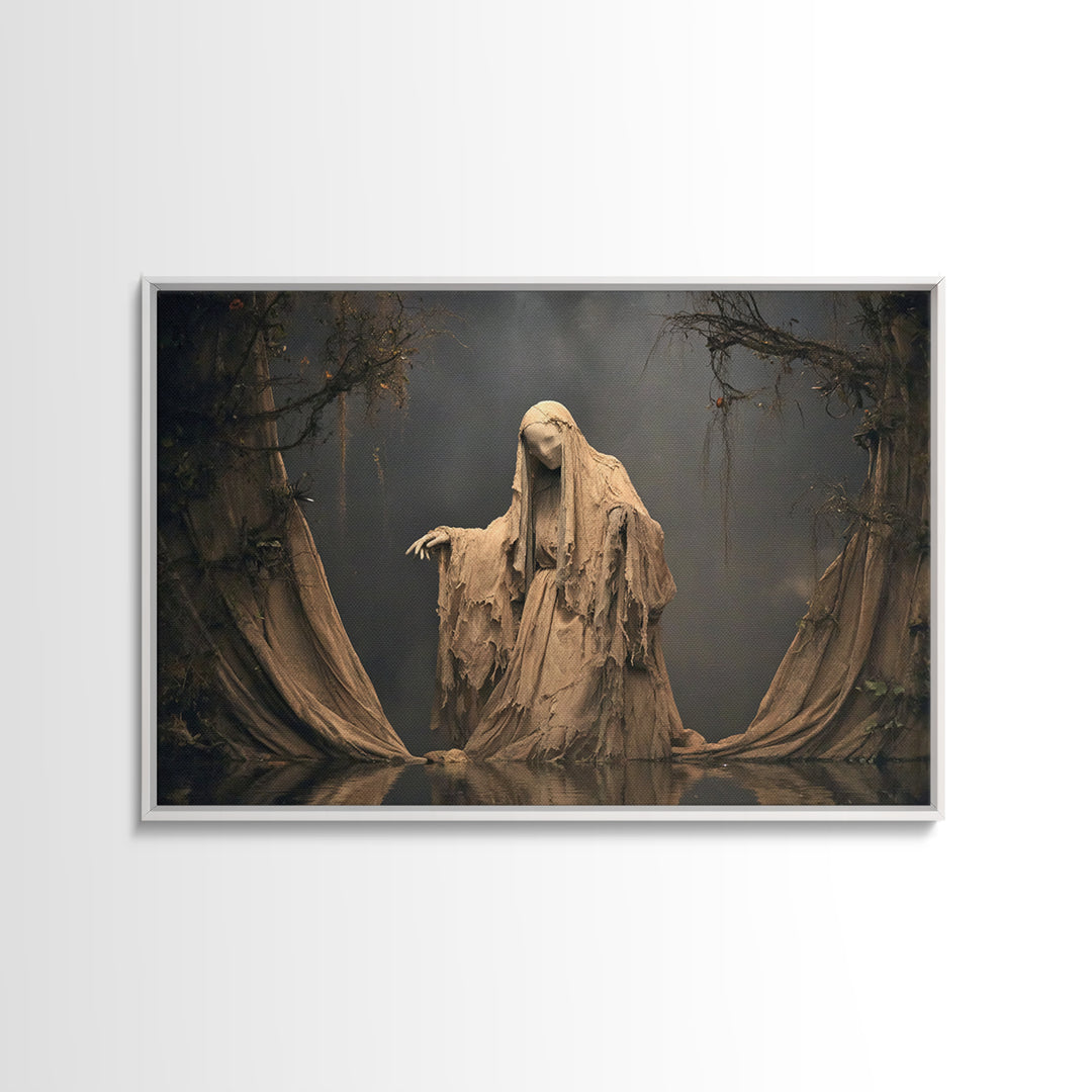 The Tattered Wraith, Symbolist Gothic Landscape, Landscape Wall Art, Dark Halloween Decor, Canvas Print, Halloween Wall Art