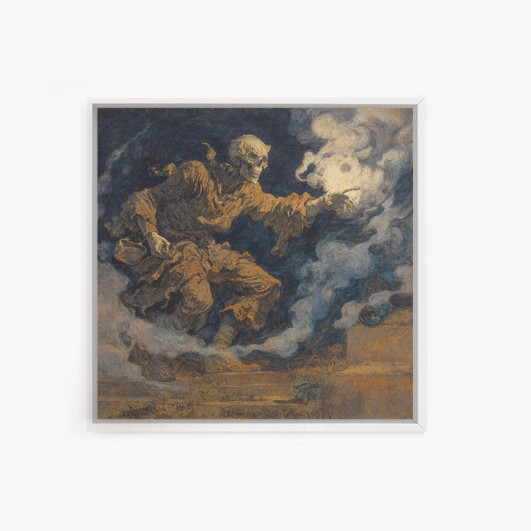 The Tattered Wraith, Grotesque Carnival Art, Square Wall Art, Dark Fantasy Wall Art, Framed Canvas Print, Halloween Wall Art