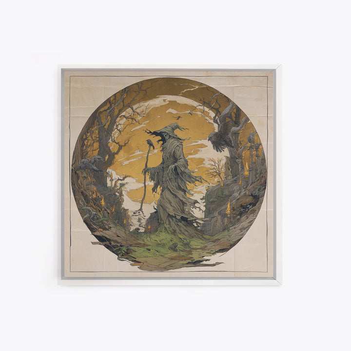 The Tattered Wraith, Gothic Storybook Art, Square Wall Art, Macabre Wall Art, Canvas Print, Halloween Wall Art, Statement Wall Art
