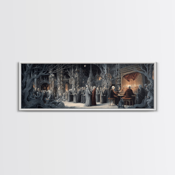 The Phantom Organist, Medieval Grotesque Art, Extra Wide Wall Art, Gothic Horror Wall Art, Canvas Print, Halloween Wall Art